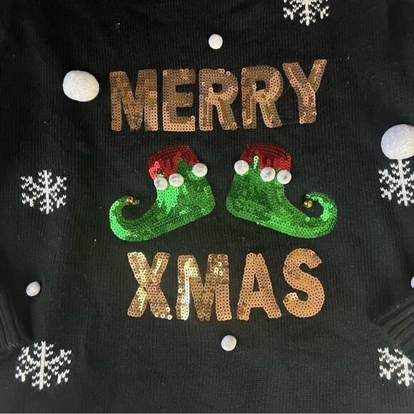 Christmas ugly sweater snow flakes black M - Picture 6 of 10